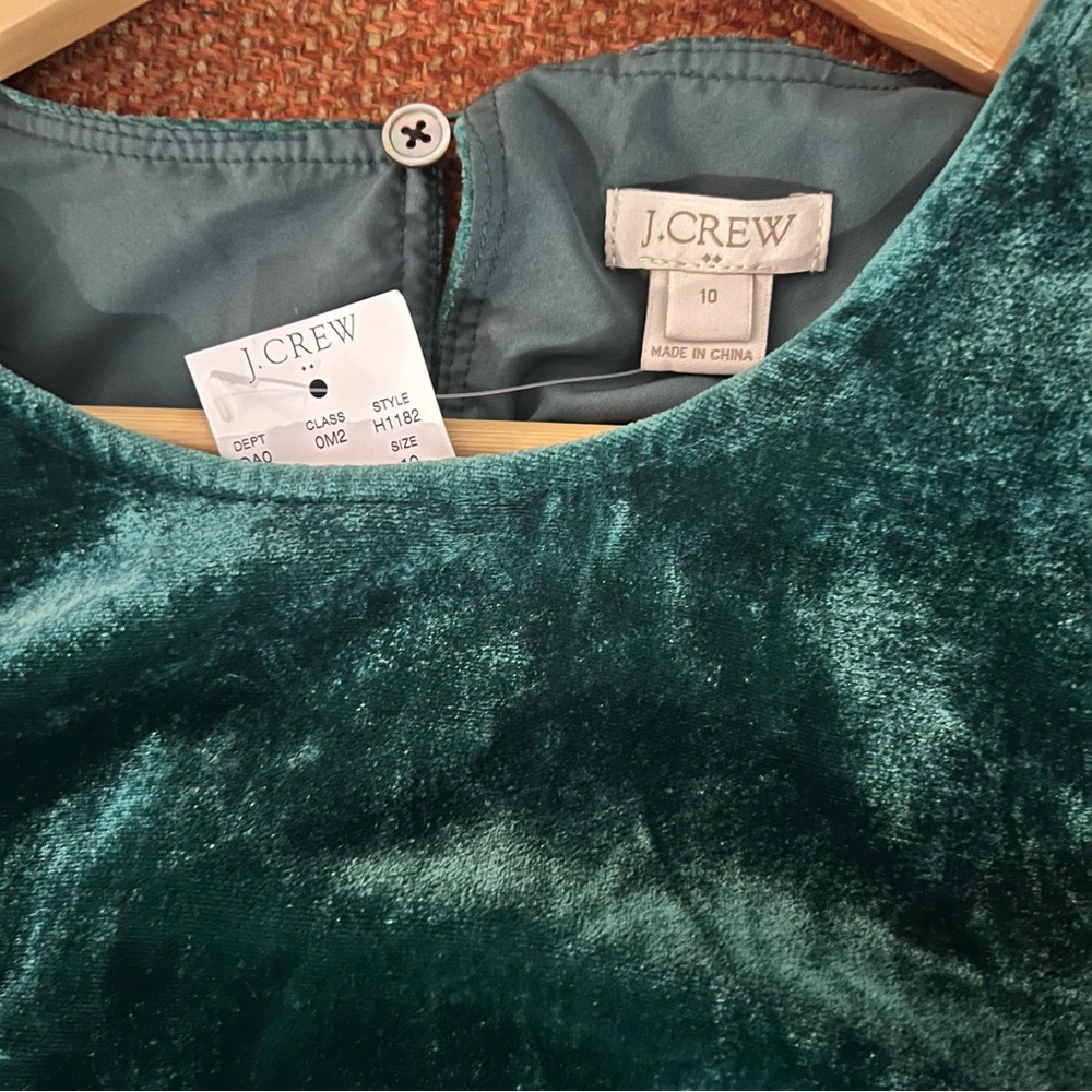 J.Crew Emerald Green Velvet Sleeveless Top Size 10 - Picture 6 of 7